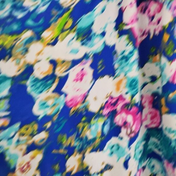 Lush Blue Floral Sleeveless Faux Wrap Dress - Picture 6 of 12